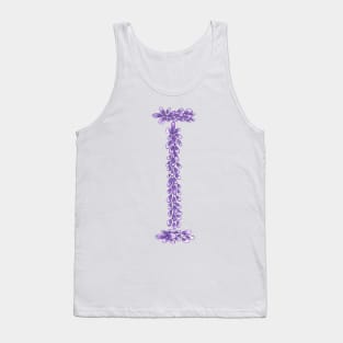 Lavender Letter I Hand Drawn in Watercolor and Ink Tank Top